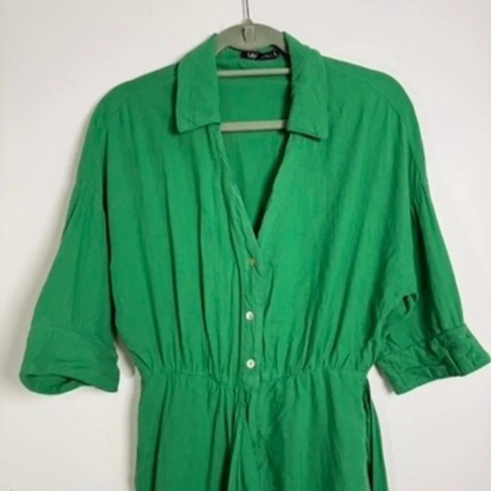 Zara Romper Womens Medium Green Wrap Front Tie Waist Short Sleeve Summer‎ Chic